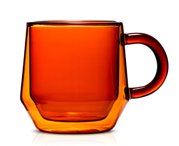OF Coffee – Roasters Mug Glass Javesca in Double - 2 Amber Hearth Wall SET (8OZ/240ML)